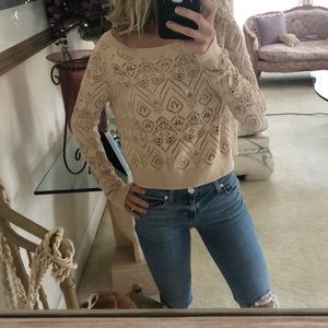 Free People open knit beige sweater